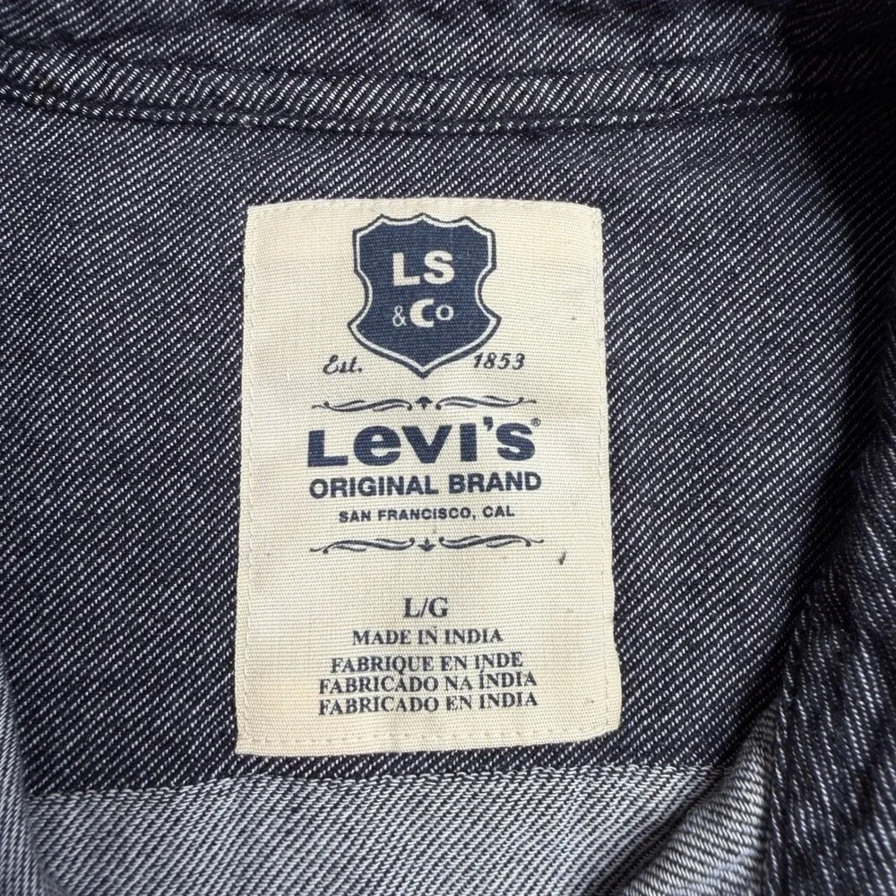 Levis Mens Large Dark Gray Pearl Snap Western Shirt Long Sleeve Cotton